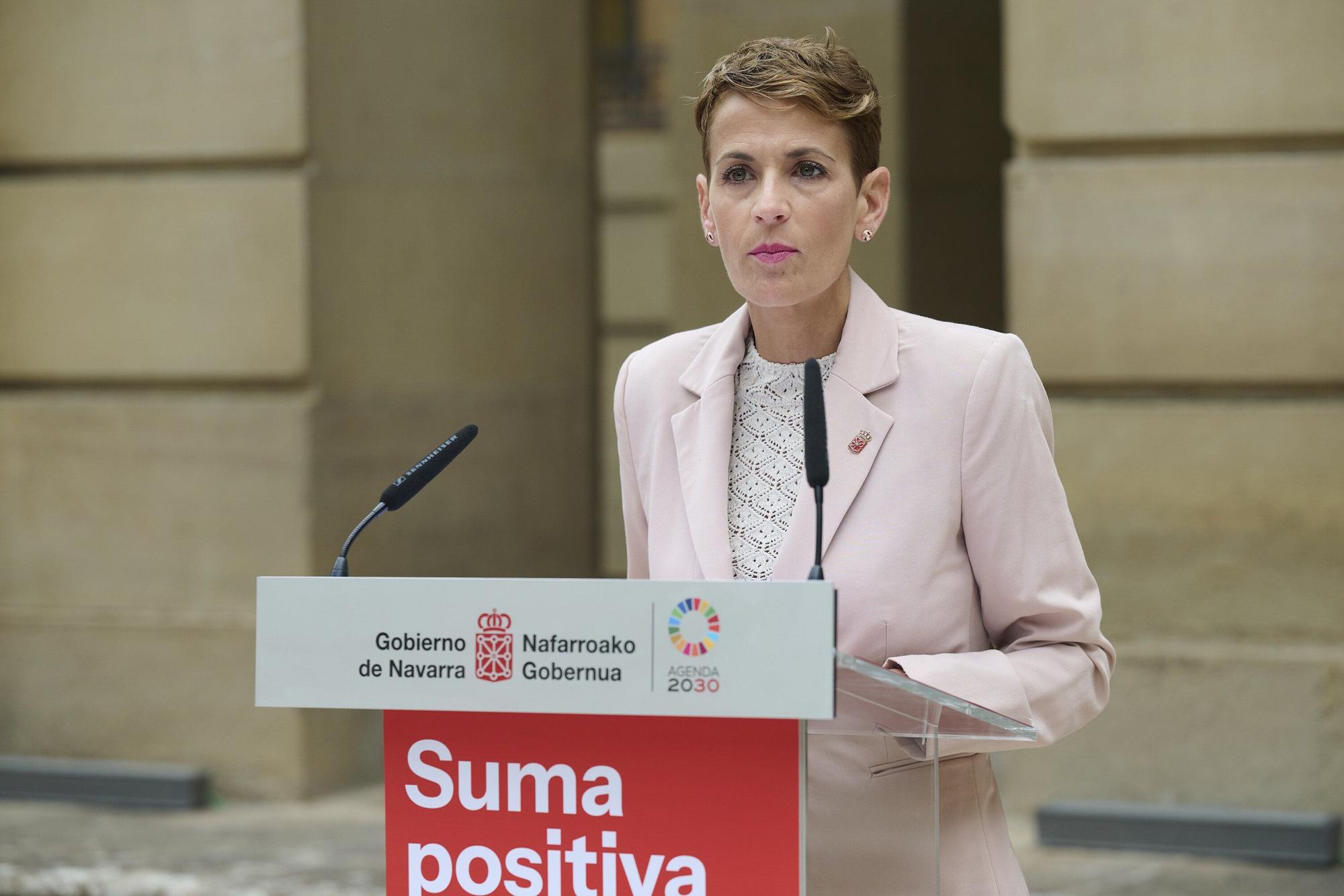Rueda de prensa de María Chivite en la presentación del balance de mitad de legislatura
