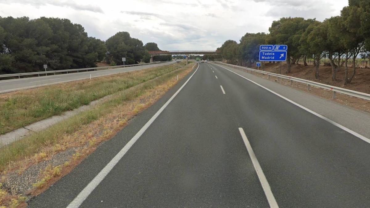 Vista del punto en el que se ha registrado el accidente mortal, en el término de Castejón.