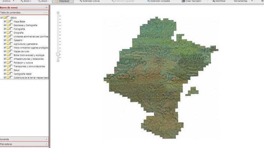 Pantalla del visualizador de mapas (OGC) de Idena.