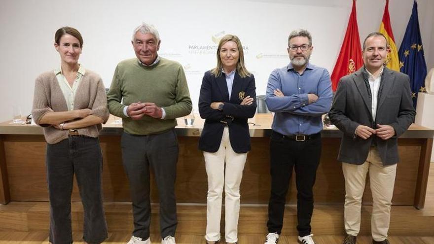 Los participantes en la charla celebrada ayer en el Parlamento foral.