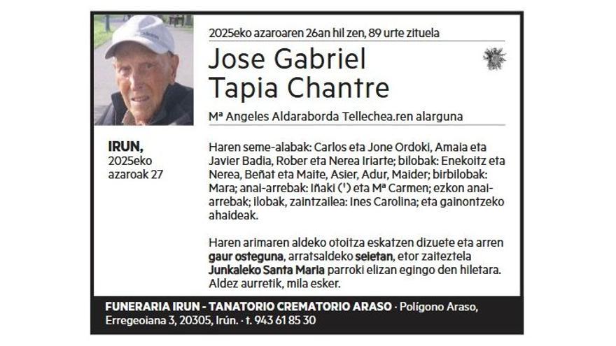 JOSE GABRIEL TAPIA CHANTRE