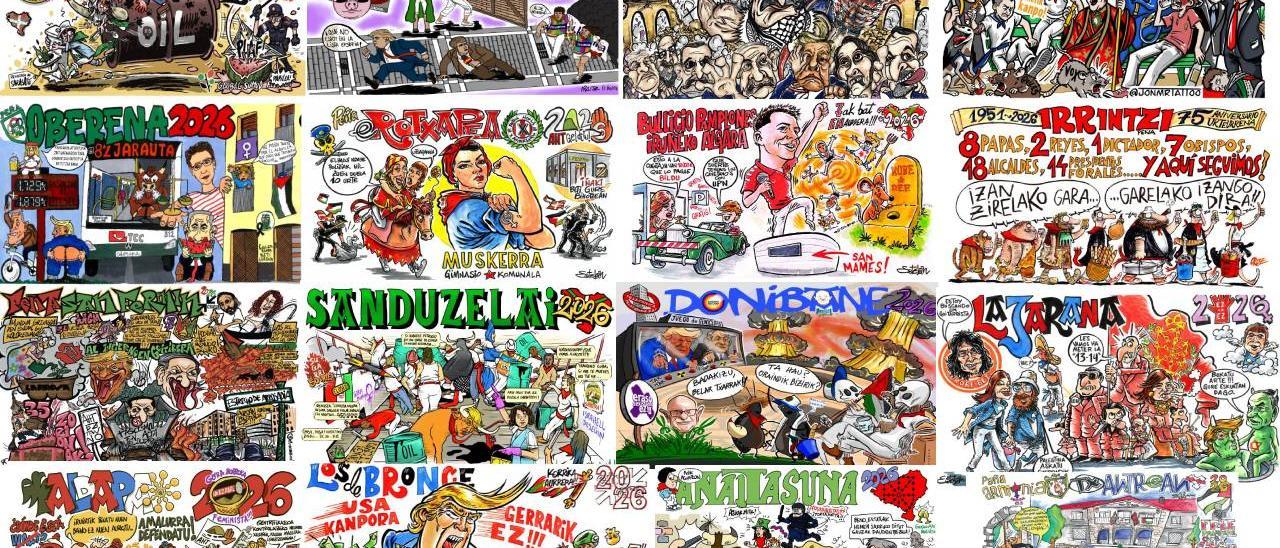 Las pancartas de las peñas para San Fermín 2026, una a una