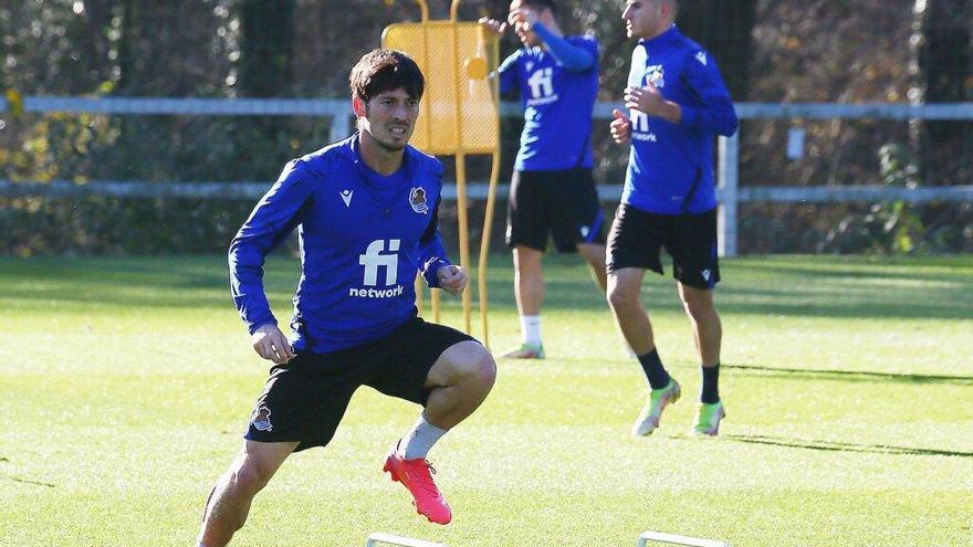 David Silva entrenando en Zubieta