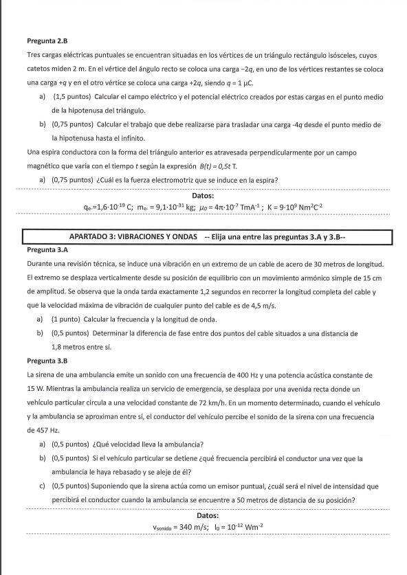 Segunda página de la evaluación de Física