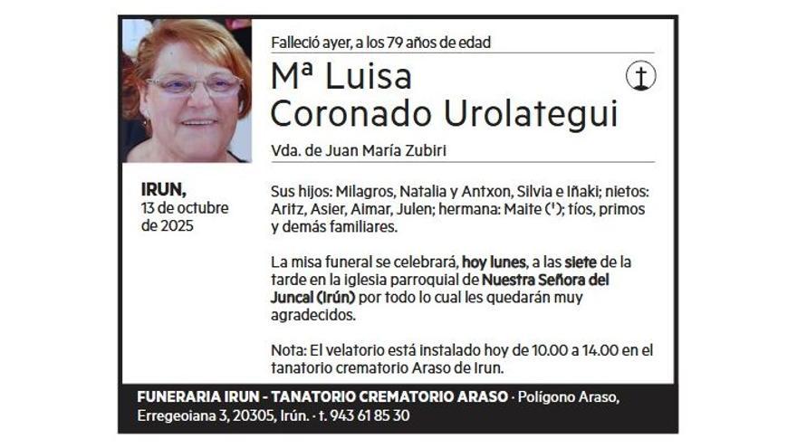 Mª LUISA CORONADO UROLATEGUI