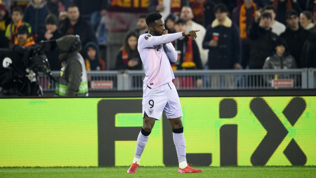 Iñaki Williams celebra el gol a la Roma del pasado jueves.