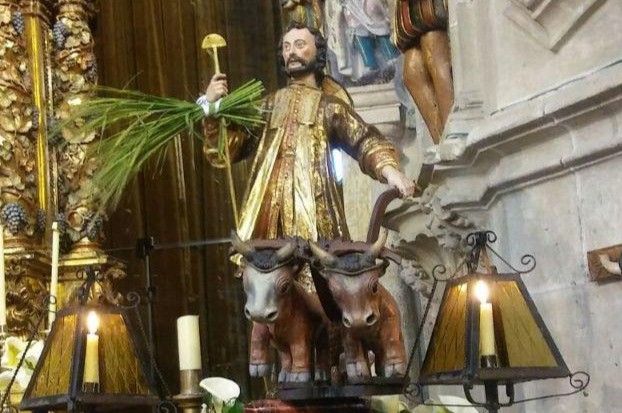 Imagen del San Isidro de Laguardia sobre yunta de bueyes