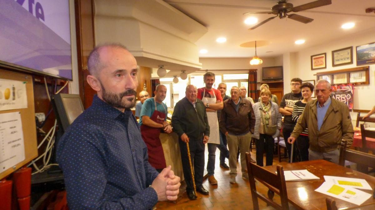El presidente de la sociedad gastronómica, Ander Etxeberria, durante su intervención.