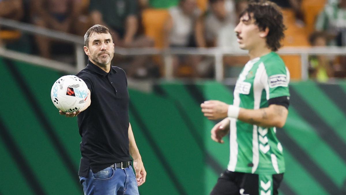 Coudet, en un momento del partido de ayer en La Cartuja