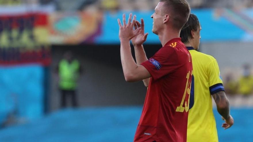 Imágenes del partido España-Suecia de la Eurocopa.