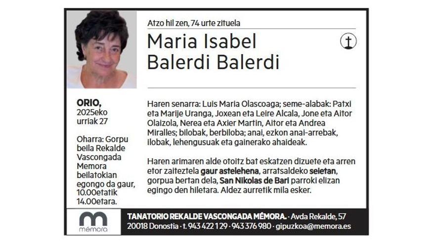 MARIA ISABEL BALERDI BALERDI