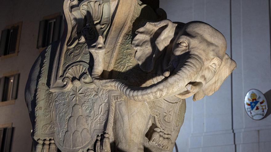 Aparece roto uno de los colmillos del elefante de Bernini en Roma