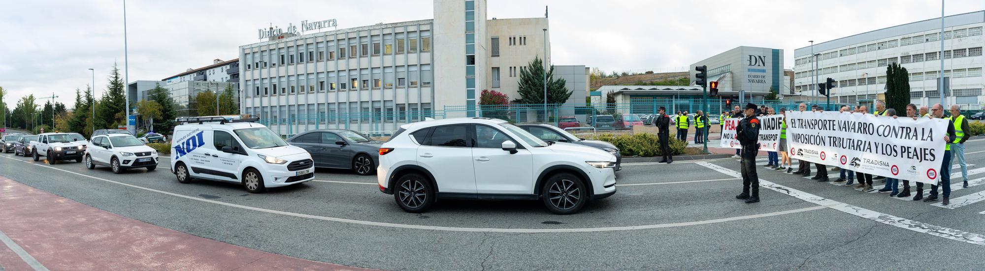 Protesta de los transportistas navarros en Cordovilla