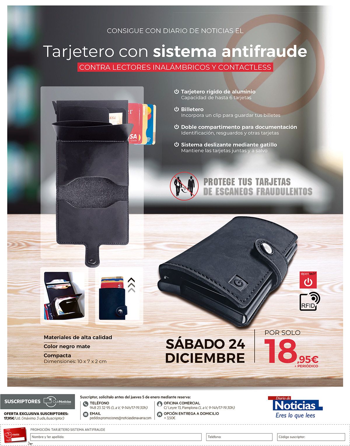 PLANA TARJETERO ANTIFRAUDE