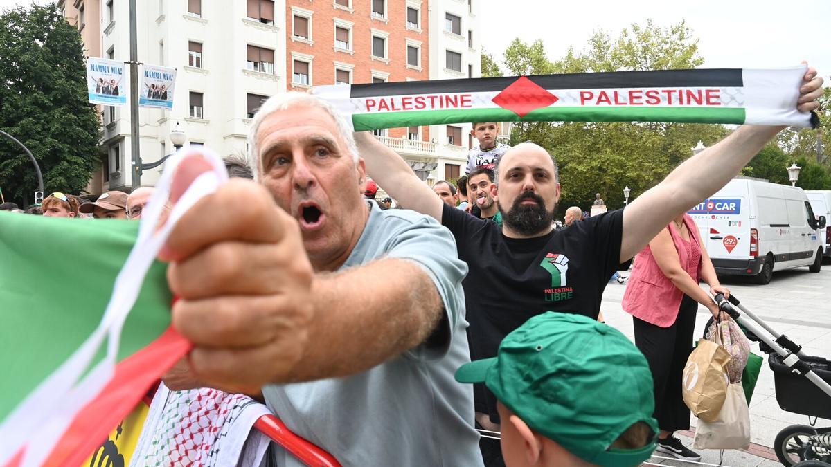 Protesta en favor de Palestina durante La Vuelta