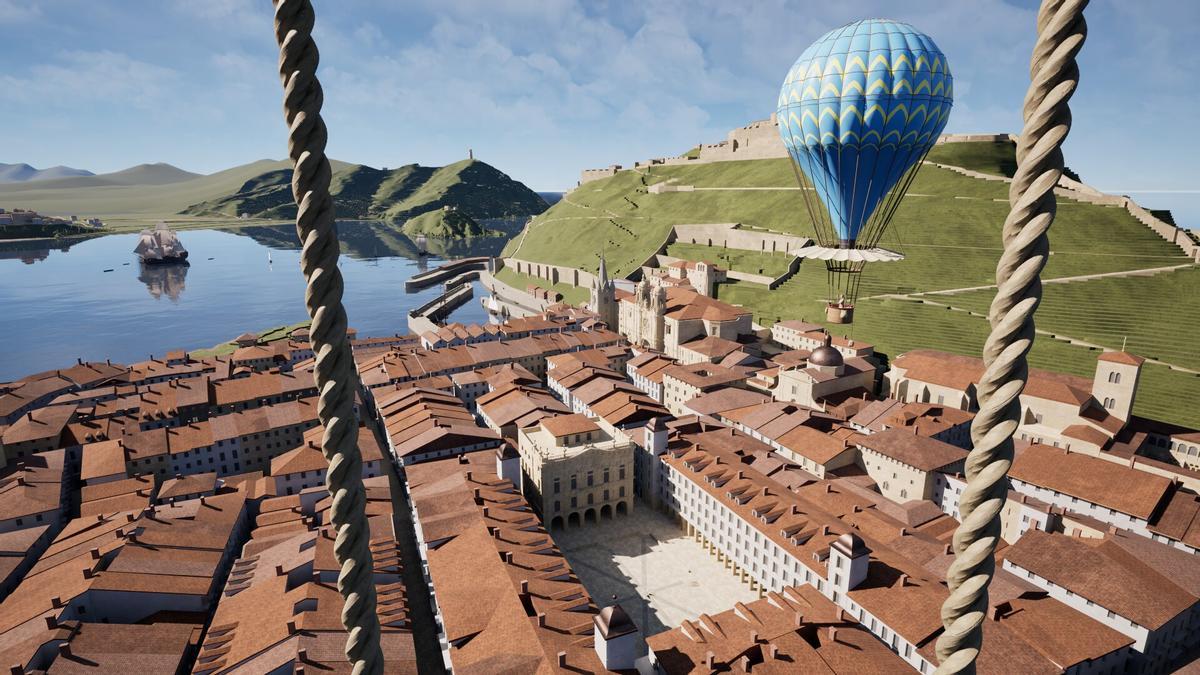 Vista aérea de la recreación de Donostia de finales del siglo XVIII