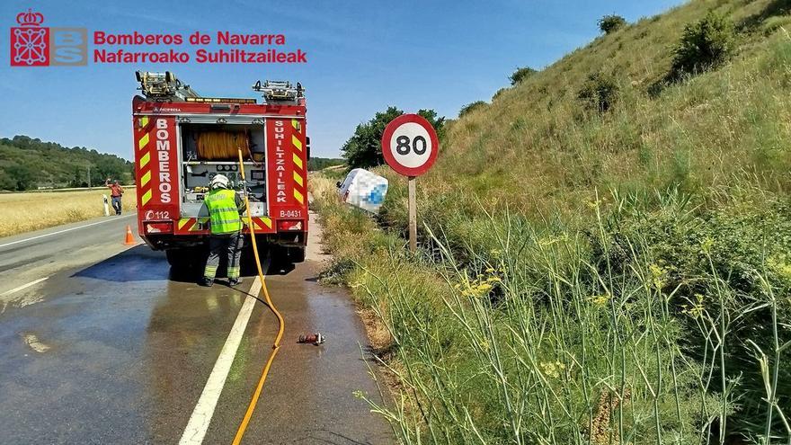 Un herido en la salida de vía de una furgoneta en Pueyo