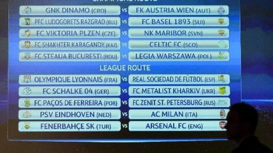 Olympique-Real Sociedad y PSV-Milan, duelos estelares de la Champions