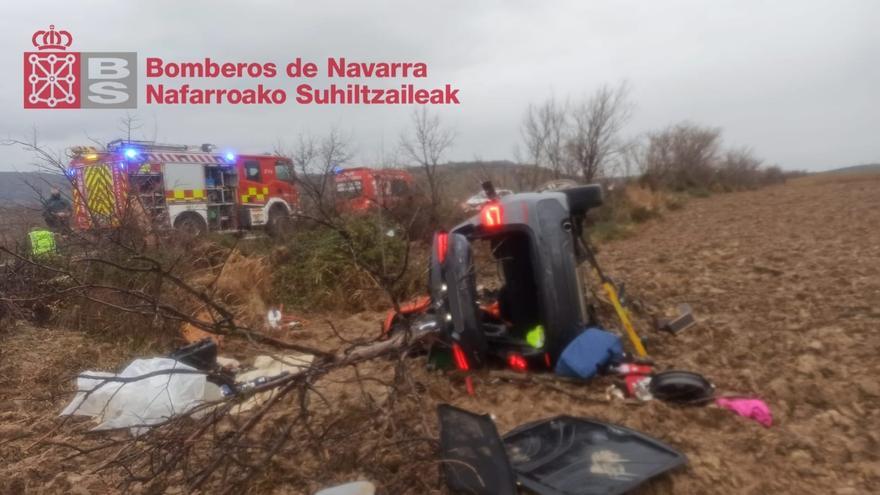 Herida grave una mujer de 41 años tras sufrir una salida de vía en Murillo el Fruto