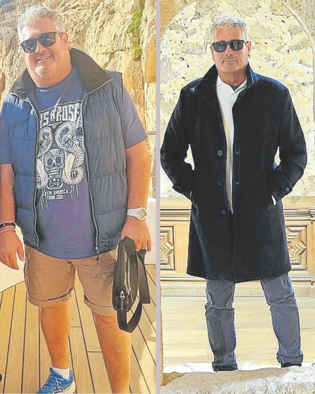 El antes y el después de Mikel Egaña, que en un año ha perdido 74 kilos.