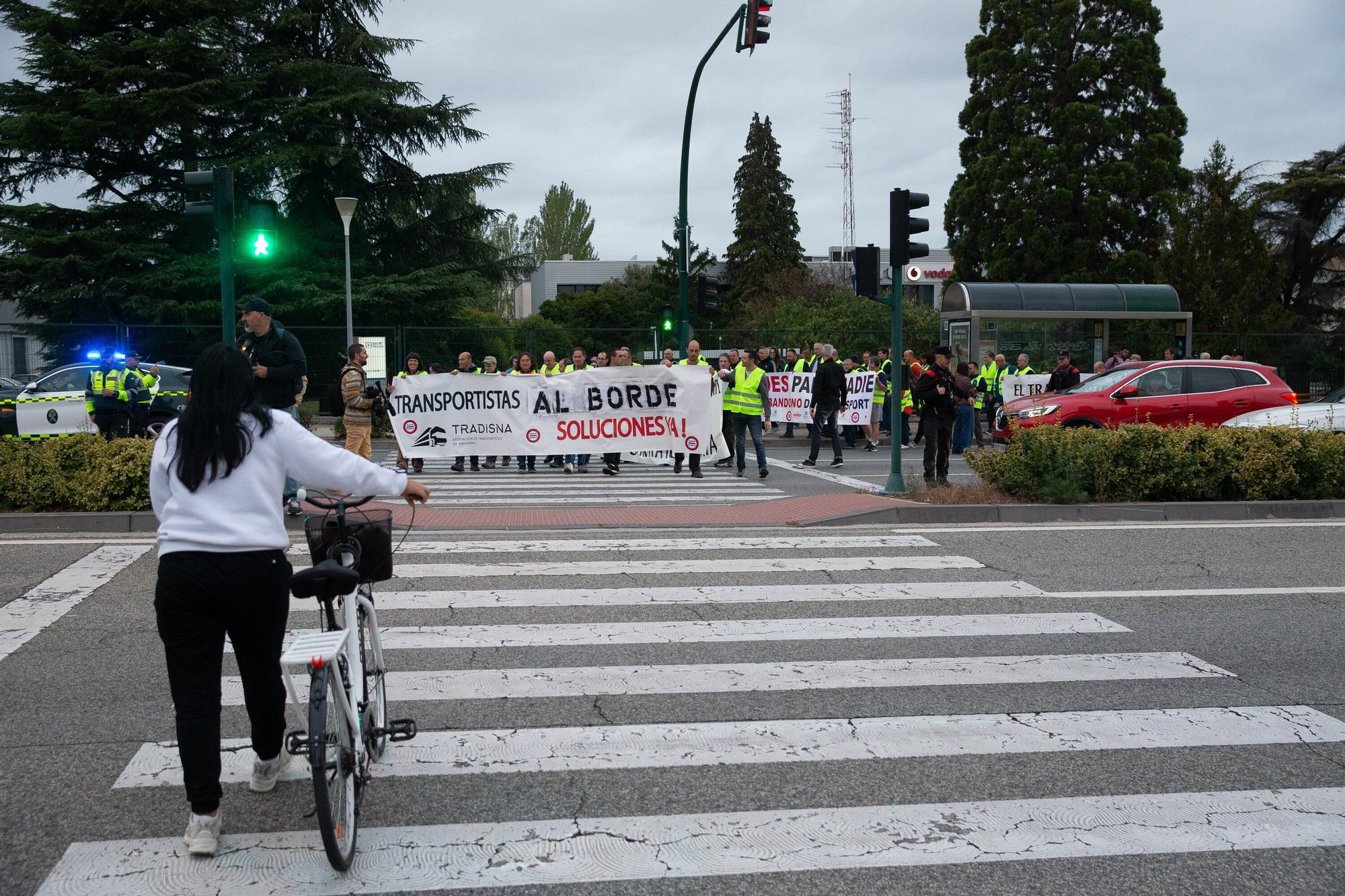 Protesta de los transportistas navarros en Cordovilla