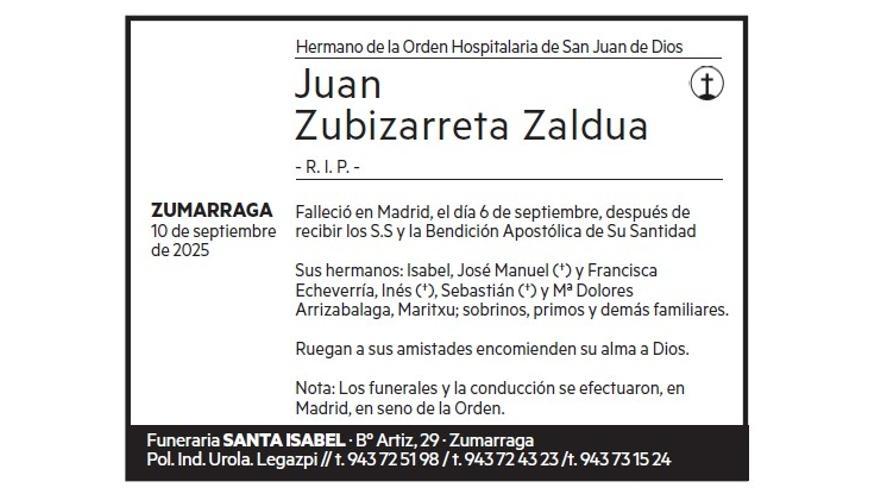 JUAN ZUBIZARRETA ZALDUA