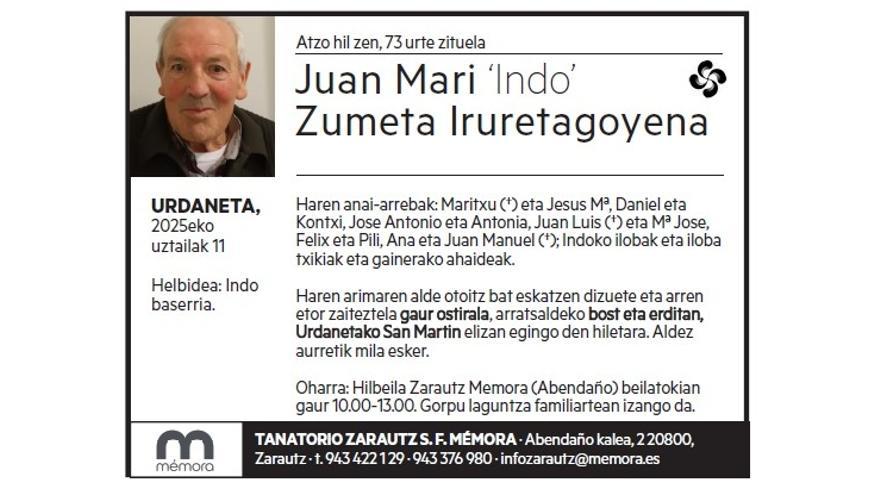 JUAN MARI ZUMETA IRURETAGOYENA