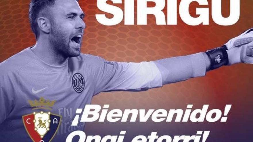 El Club Atlético Osasuna logra la cesión de Sirigu