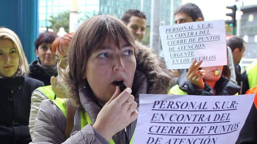 Protesta contra la supresión del Servicio de Urgencias Rurales.