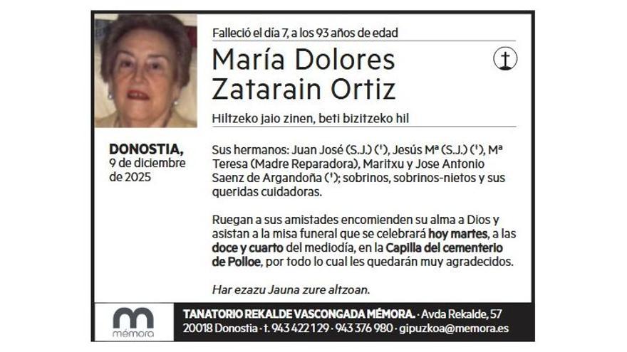 MARIA DOLORES ZATARAIN ORTIZ