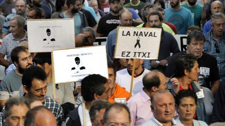 Imagen de la manifestación que tuvo lugar el pasado jueves en Ezkerraldea              en defensa del astillero.