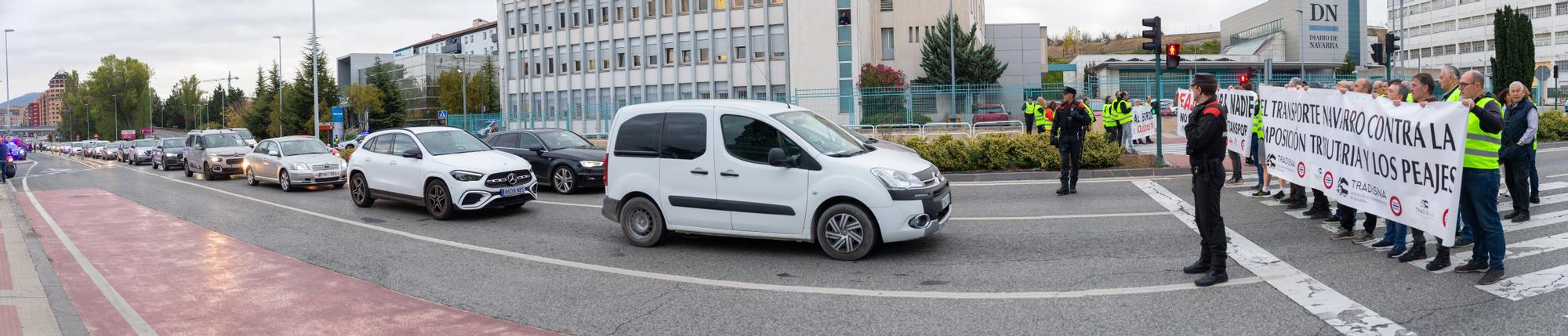 Protesta de los transportistas navarros en Cordovilla