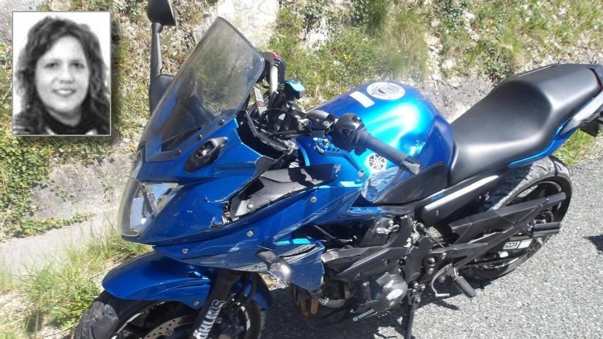 Motocicleta que conducía la vecina de Errenteria, cuya imagen se muestra sobreimpresionada arriba a la derecha.