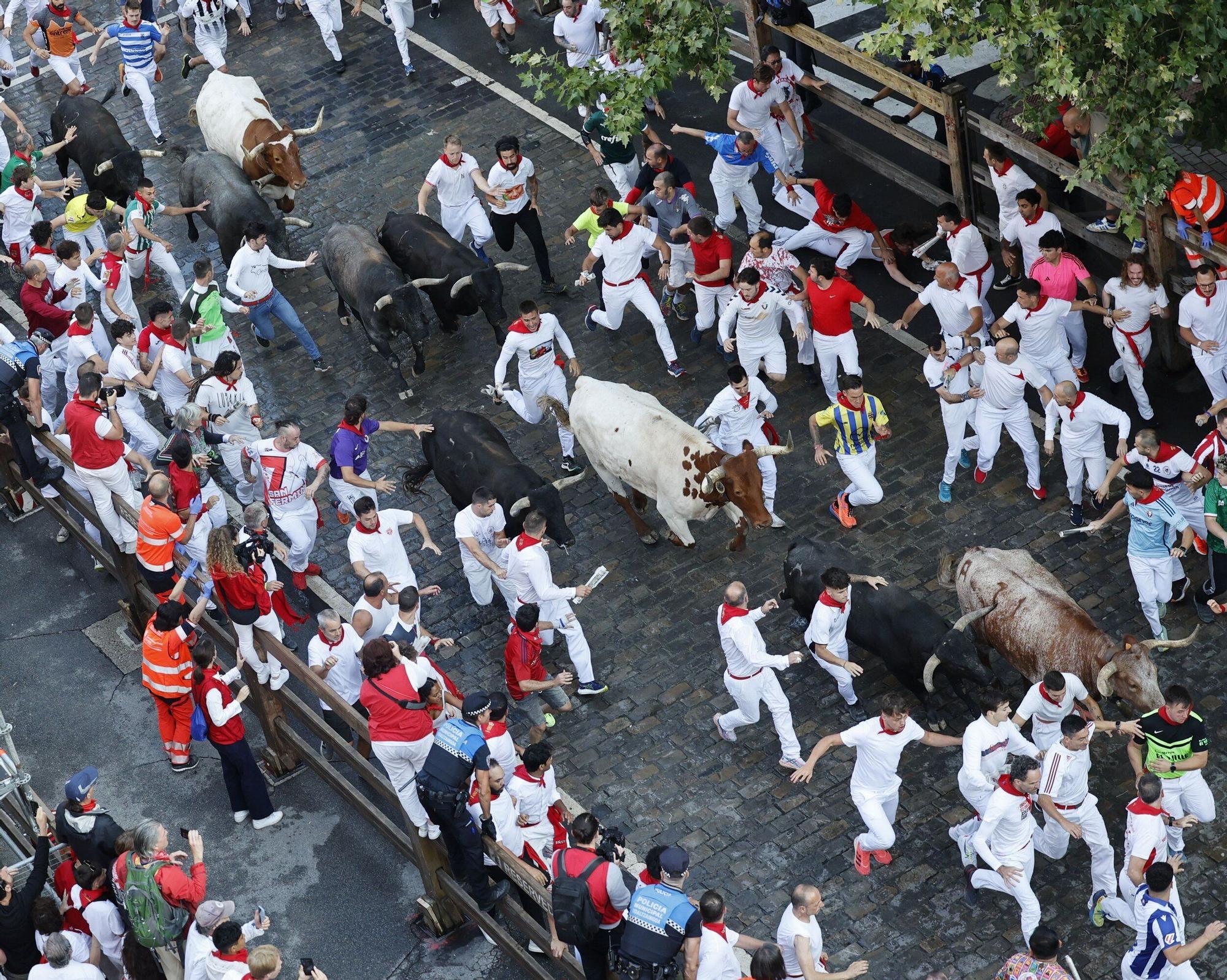 Fotos del octavo encierro de San Fermín con toros de Miura