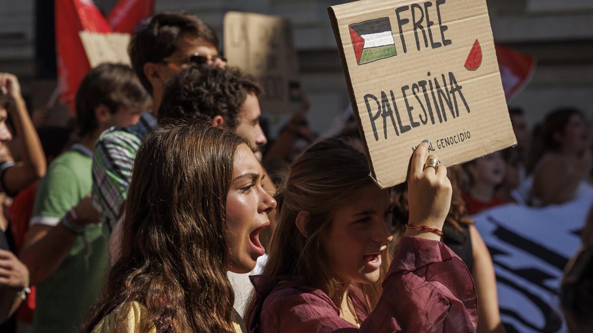 Protestas a favor de la libertad del pueblo palestino.