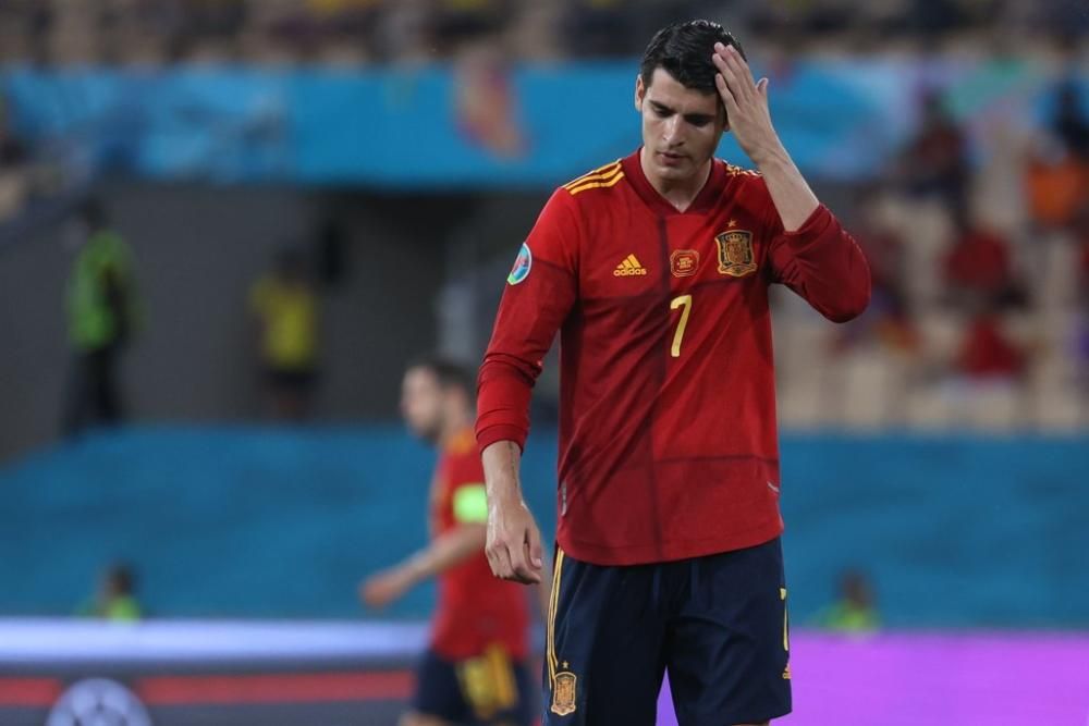 Imágenes del partido España-Suecia de la Eurocopa.
