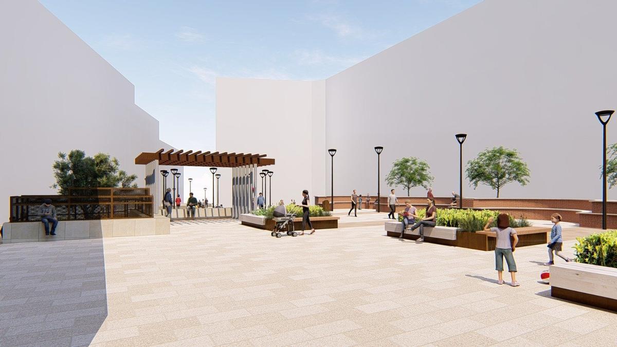 Recreación parcial de cómo quedará la parte superior de la plaza.