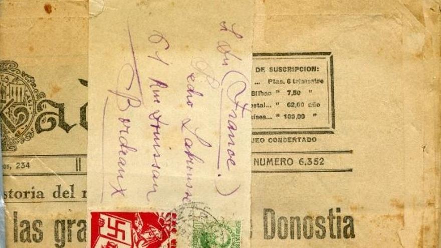 Envío del diario Euzkadi, del 19 de abril de 1933 con sello republicano