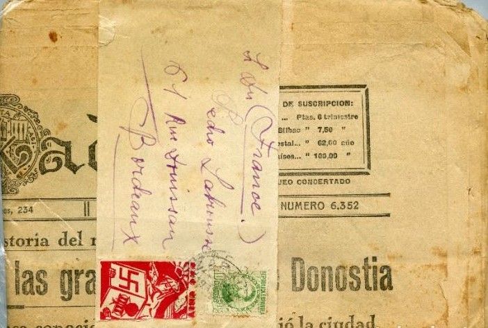 Envío del diario Euzkadi, del 19 de abril de 1933 con sello republicano