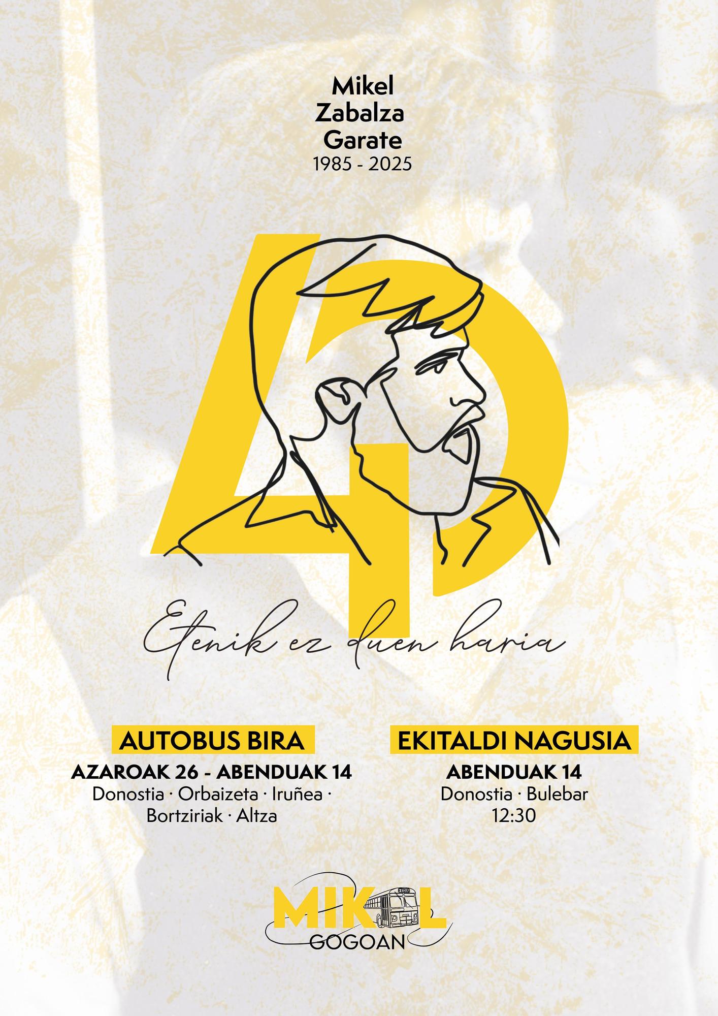 Cartel del homenaje a Mikel Zabalza.