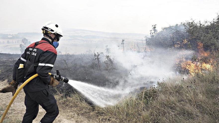 El incendio de un pinar en Carcastillo obliga a desplegar un amplio dispositivo