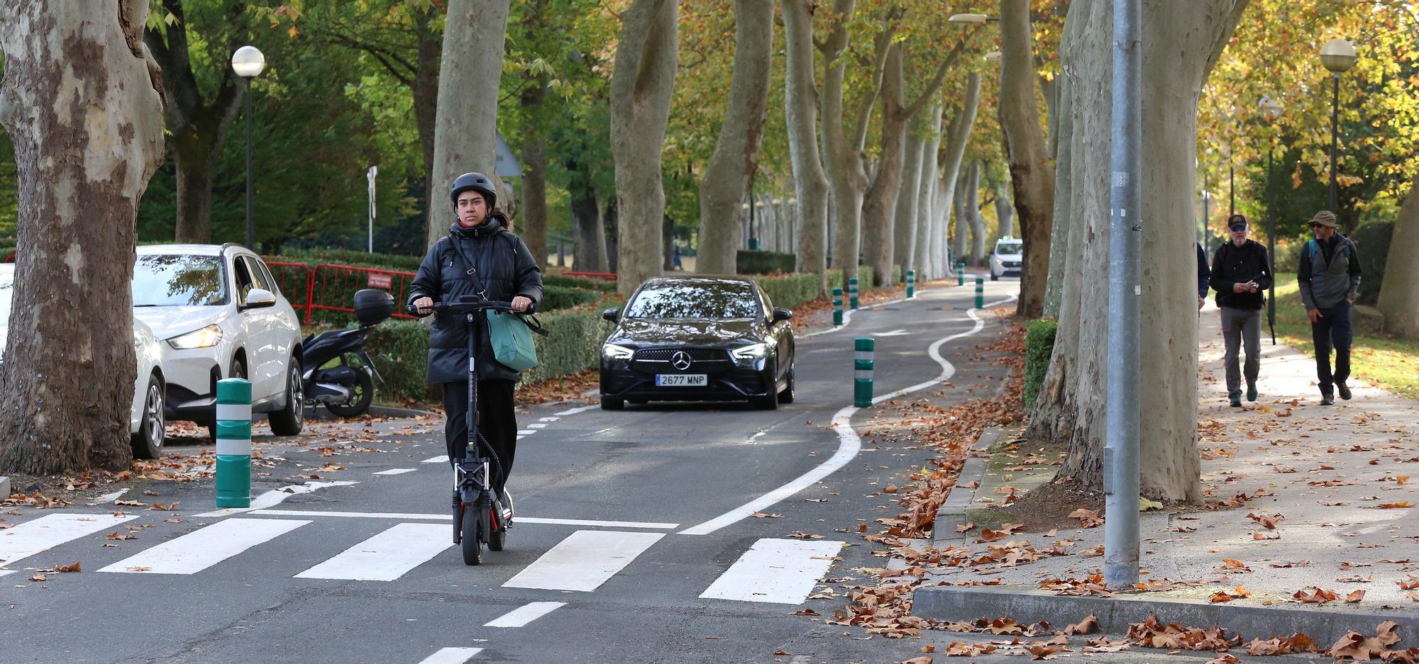 Fotos del nuevo trazado en la carretera de la Universidad de Navarra