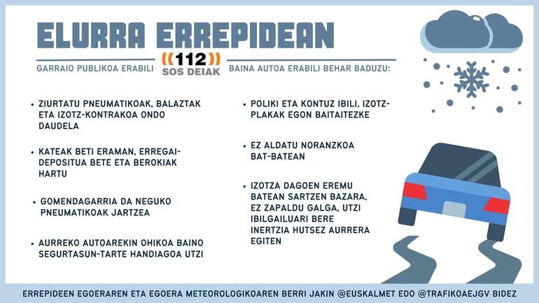 Euskadi activará aviso amarillo por nieve