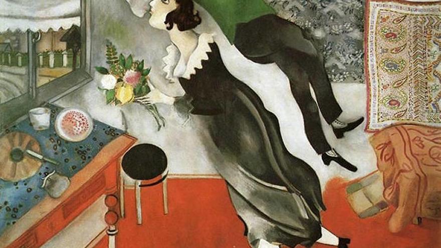 Reproducción del cuadro &#039;El cumpleaños&#039;, una de las obras más conocidas de Chagall.