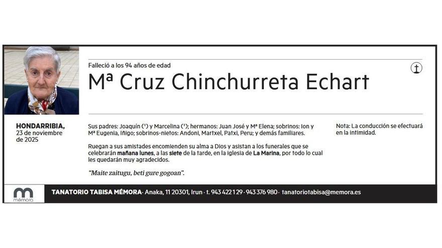 Mª CRUZ CHINCHURRETA ECHART