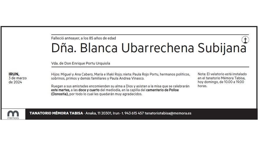Dña. Blanca Ubarrechena Subijana