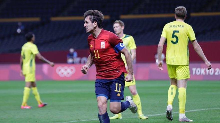 Mikel Oyarzabal celebra su gol ante Australia.