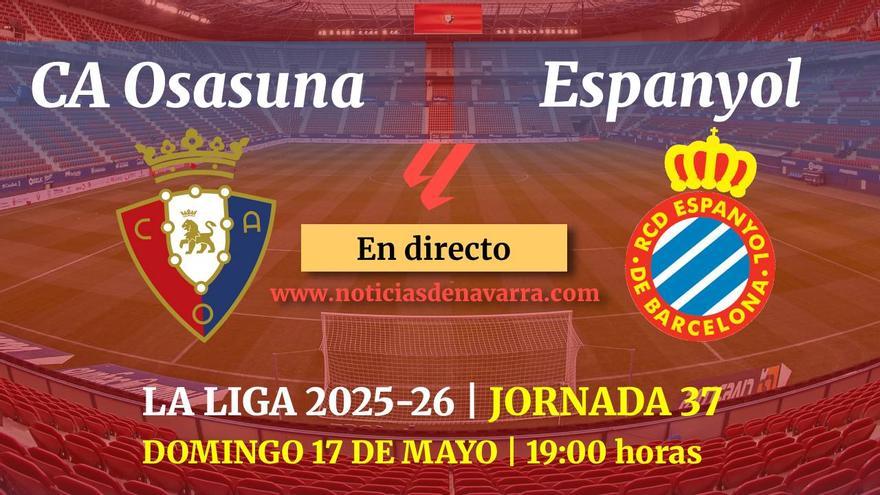Osasuna - Espanyol, en directo este domingo.
