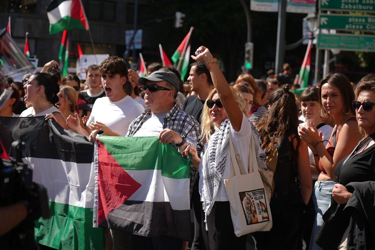 Manifestación en Bilbao en apoyo al pueblo palestino y a la flotilla