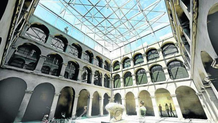 La cubierta del claustro del Museo Vasco se armará con una vidriera